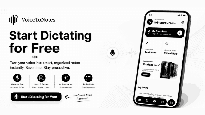 Best Overall Voice Dictation Software for Windows Mac Android and iPhone: VoiceToNotes